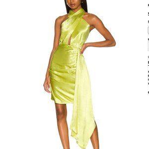 Elliatt Revolve Dress Croatia -  Mini Satin Halter Crossover - Citrus - Small